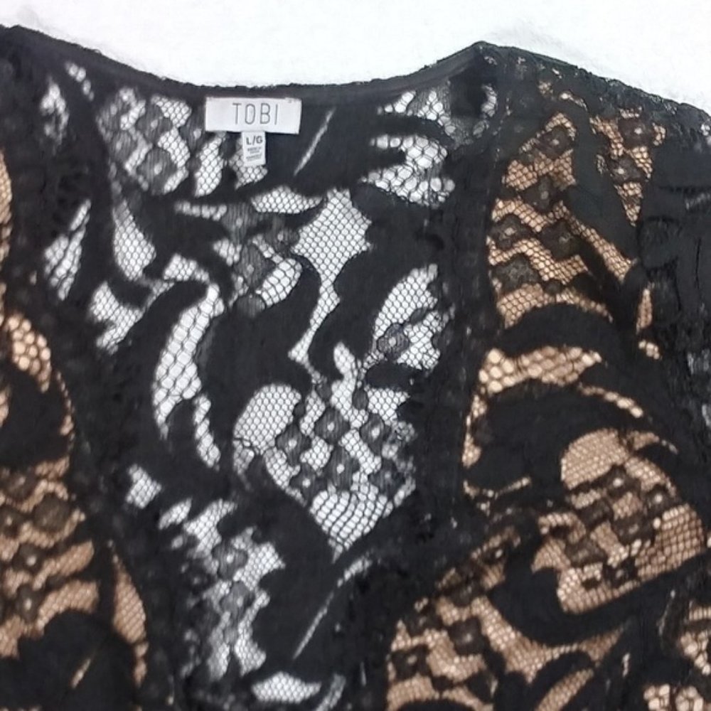 "Sophia" Cropped Lace Top with Long Sleeves, sz L - Picture 5 of 7